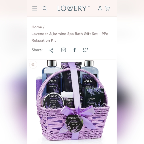 NWT LOVERY: Lavender & Jasmine Spa Bath Gift Set - 9Pc Relaxation Kit, Unopened - Picture 2 of 10